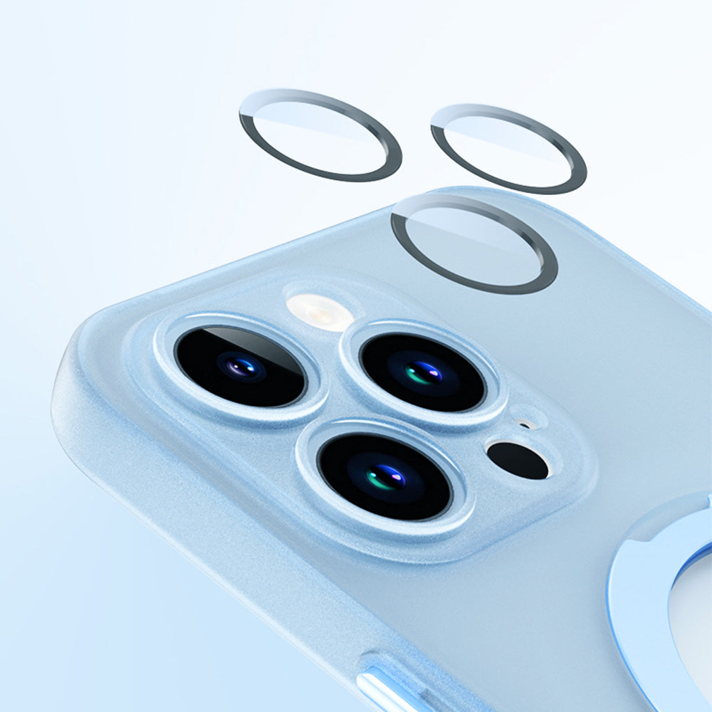 For iPhone 14 Pro Magnetic Phone Case Kickstand PC+TPU Matte Cover with Glass Lens Protector For iPhone 14 Pro Magnetic Phone Case Kickstand PC+TPU Matte Cover with Glass Lens Protector